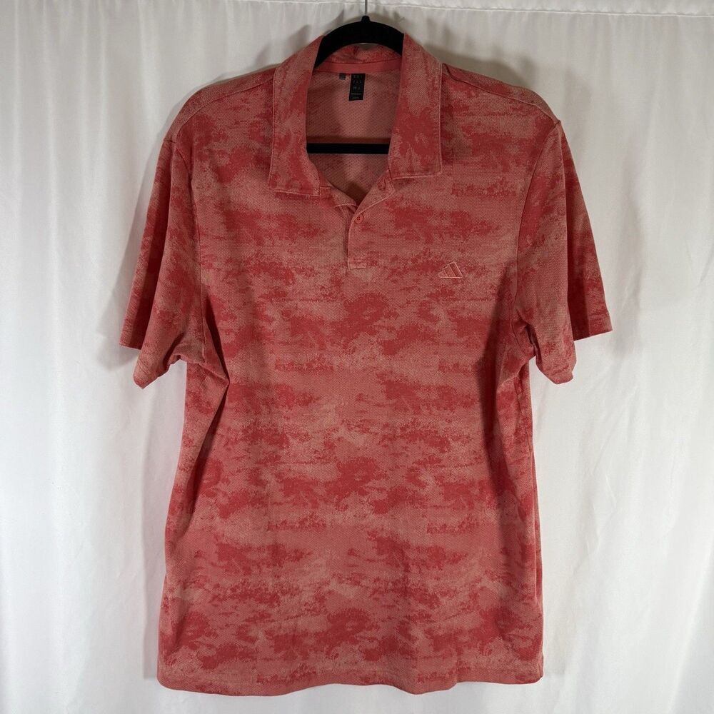 Adidas Polo Men's XL Orange Short Sleeve Collared Breathable Button Pullover